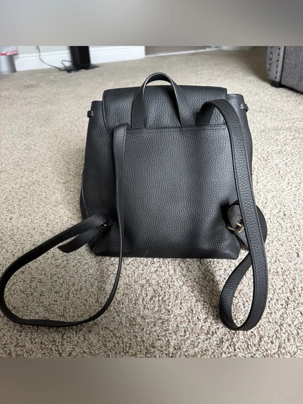 Kate Spade Black Pebbled Leather Backpack